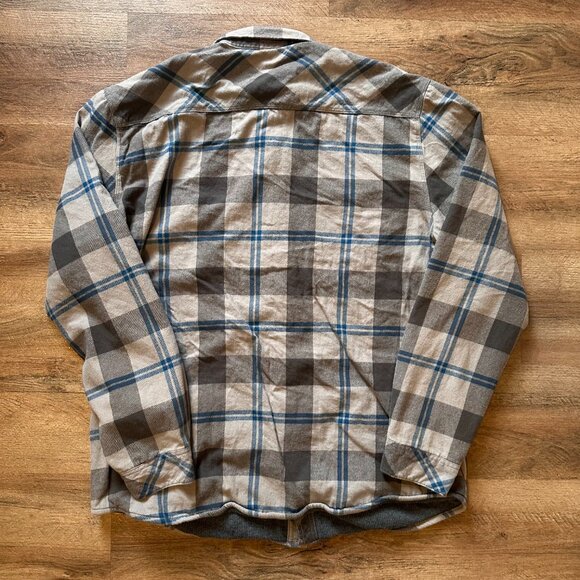 Voyager Casual Button Down Mens XL Shacket Gray Blue Plaid Rugged Flannel Shirt - Picture 3 of 7